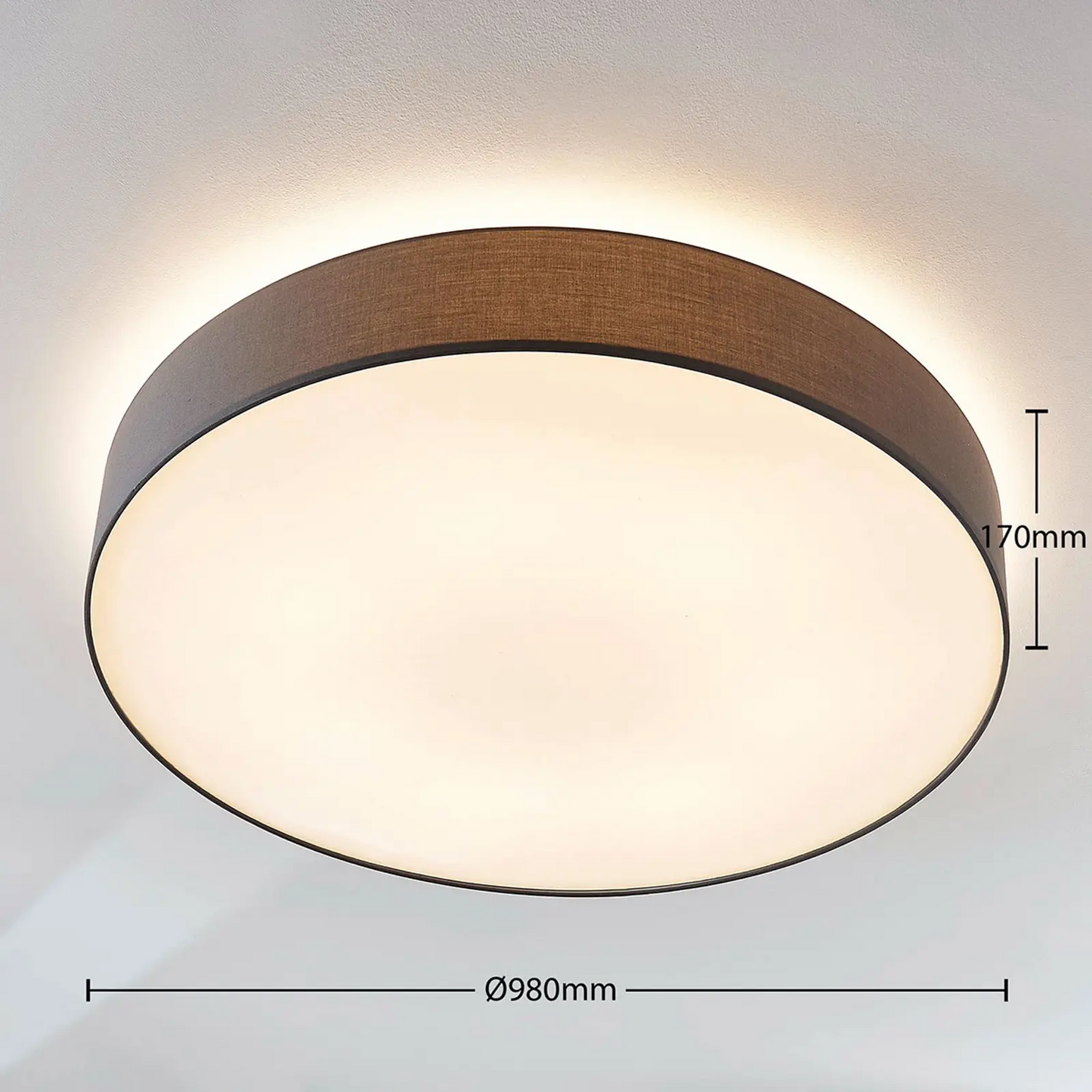 Medžiaginis lubinis šviestuvas Gordana pilkos spalvos, 98 cm