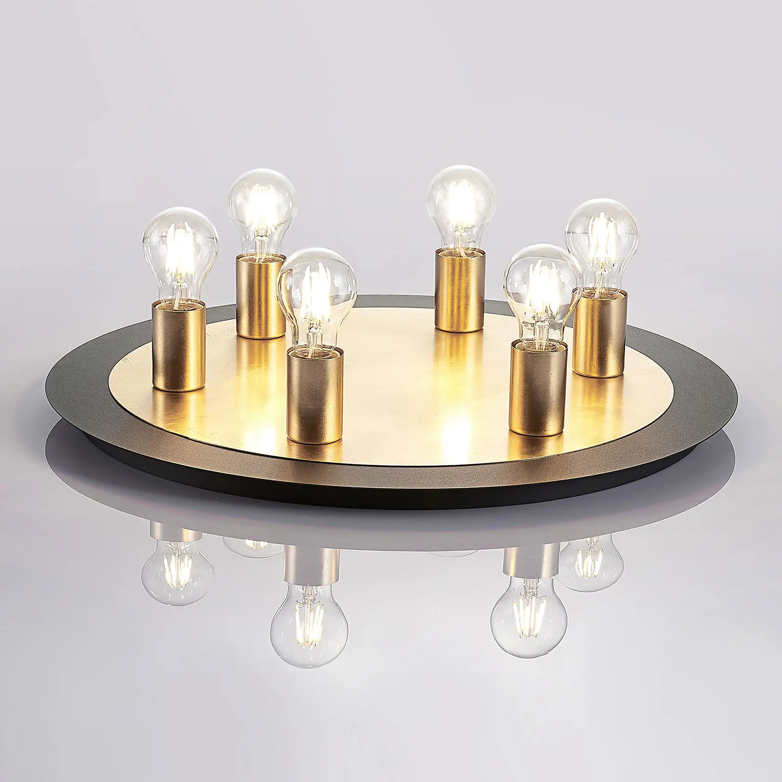 Justik metalinis lubinis šviestuvas, 6 lempučių, juodas