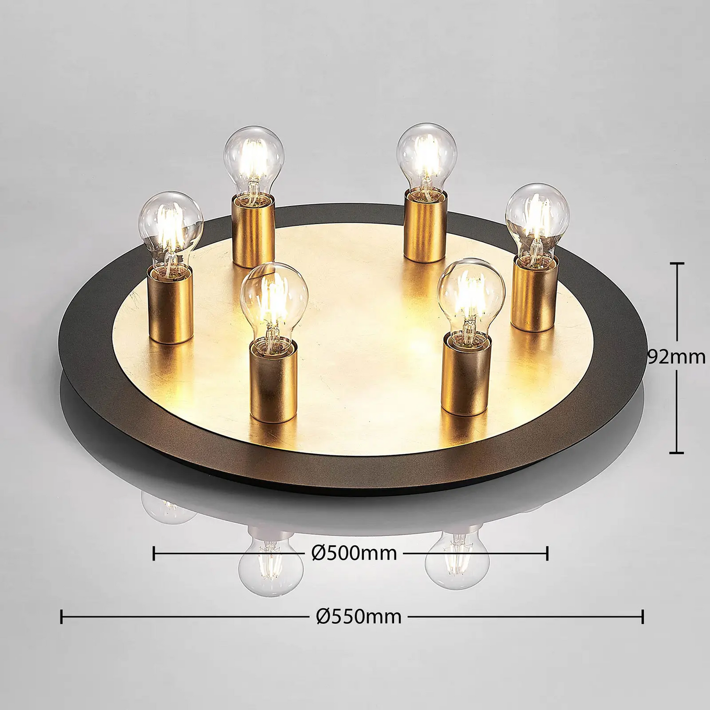 Justik metalinis lubinis šviestuvas, 6 lempučių, juodas