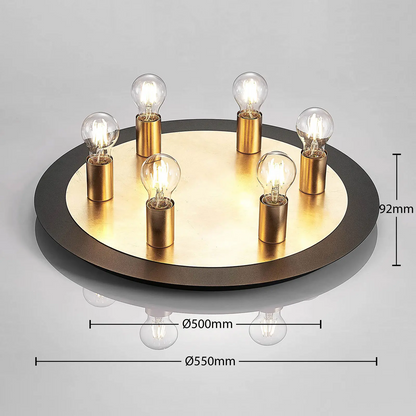 Justik metalinis lubinis šviestuvas, 6 lempučių, juodas
