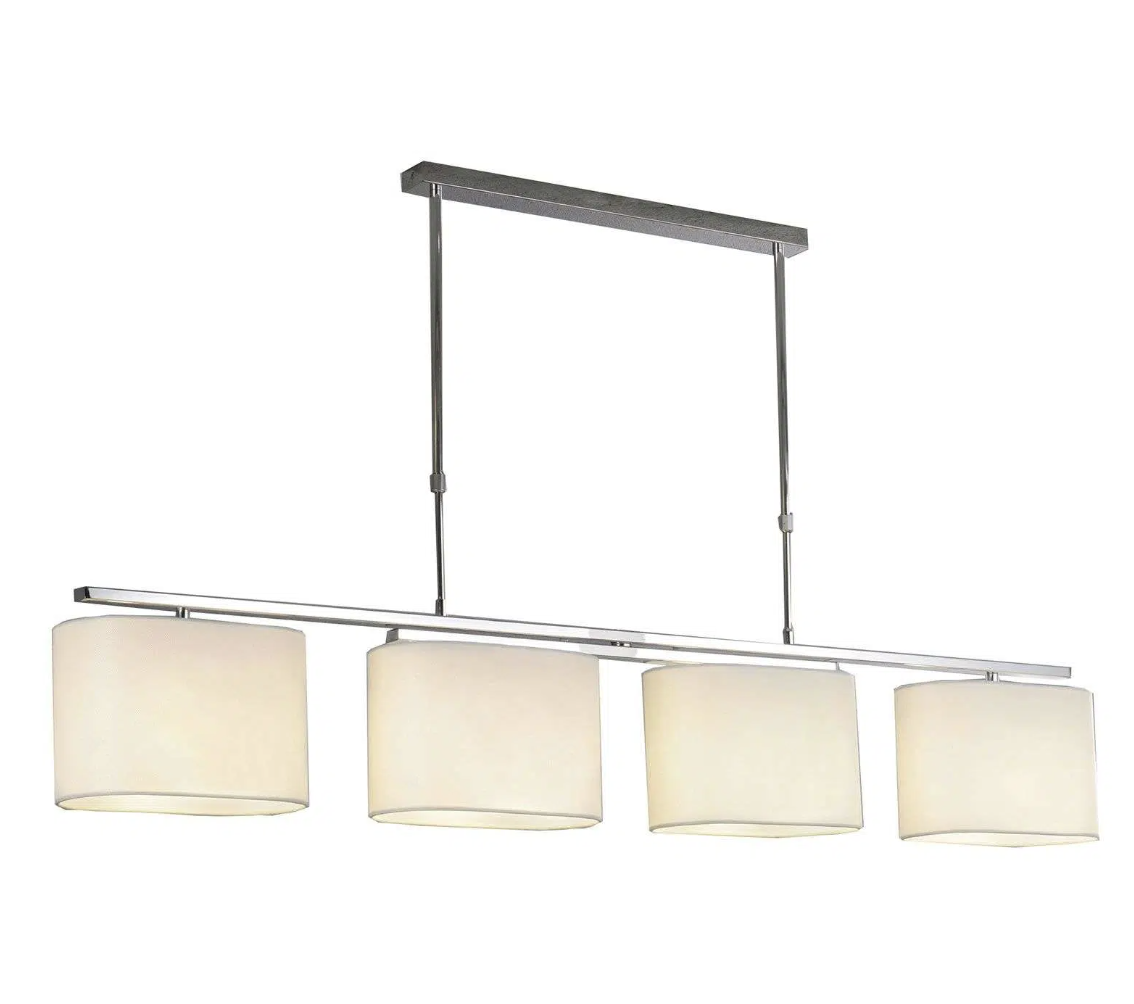 Tekstilinis pakabinamas šviestuvas Tomira, 4 lempučių, baltas