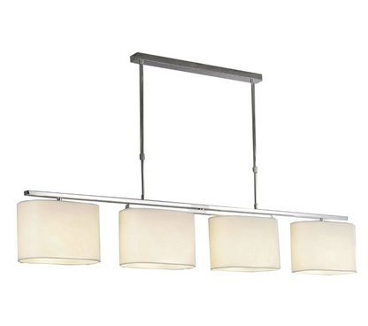 Tekstilinis pakabinamas šviestuvas Tomira, 4 lempučių, baltas