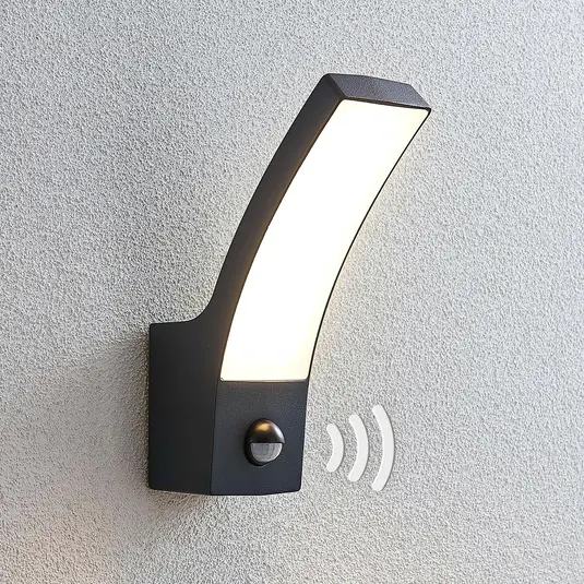 Ilvita LED lauko sieninis šviestuvas, antracitas, su jutikliu