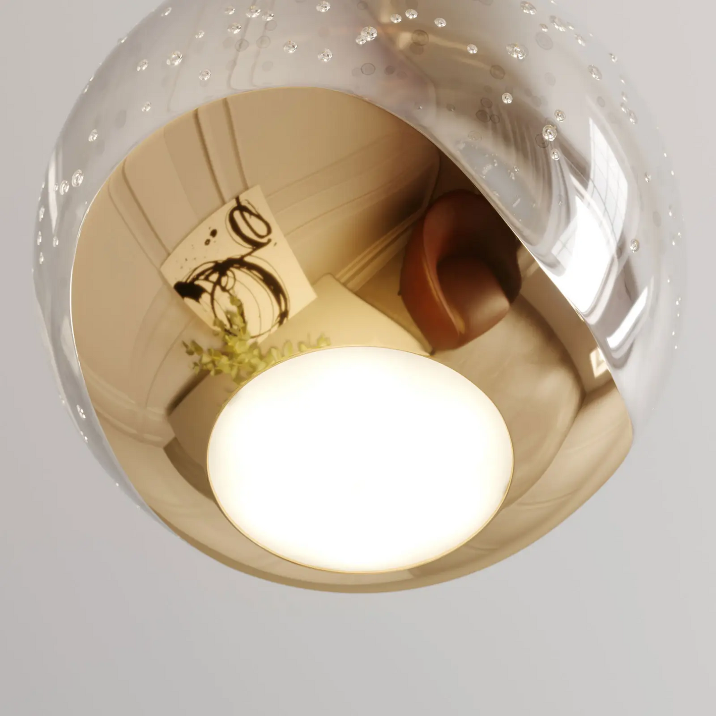 Hayley LED pakabinamas šviestuvas su stiklo rutuliu, 1 lemputė, auksinis