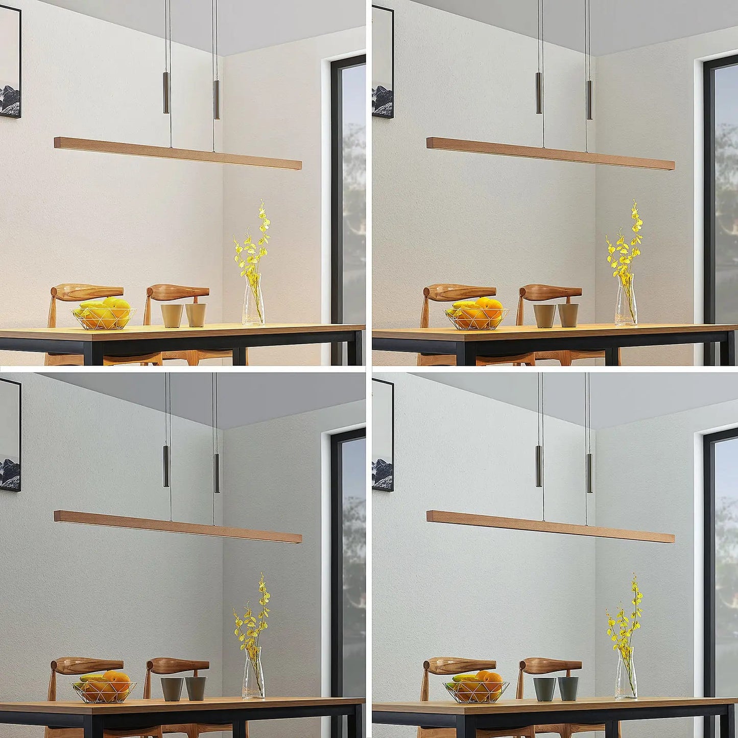 LED medinis linijinis pakabinamas šviestuvas Tamlin, buko spalvos