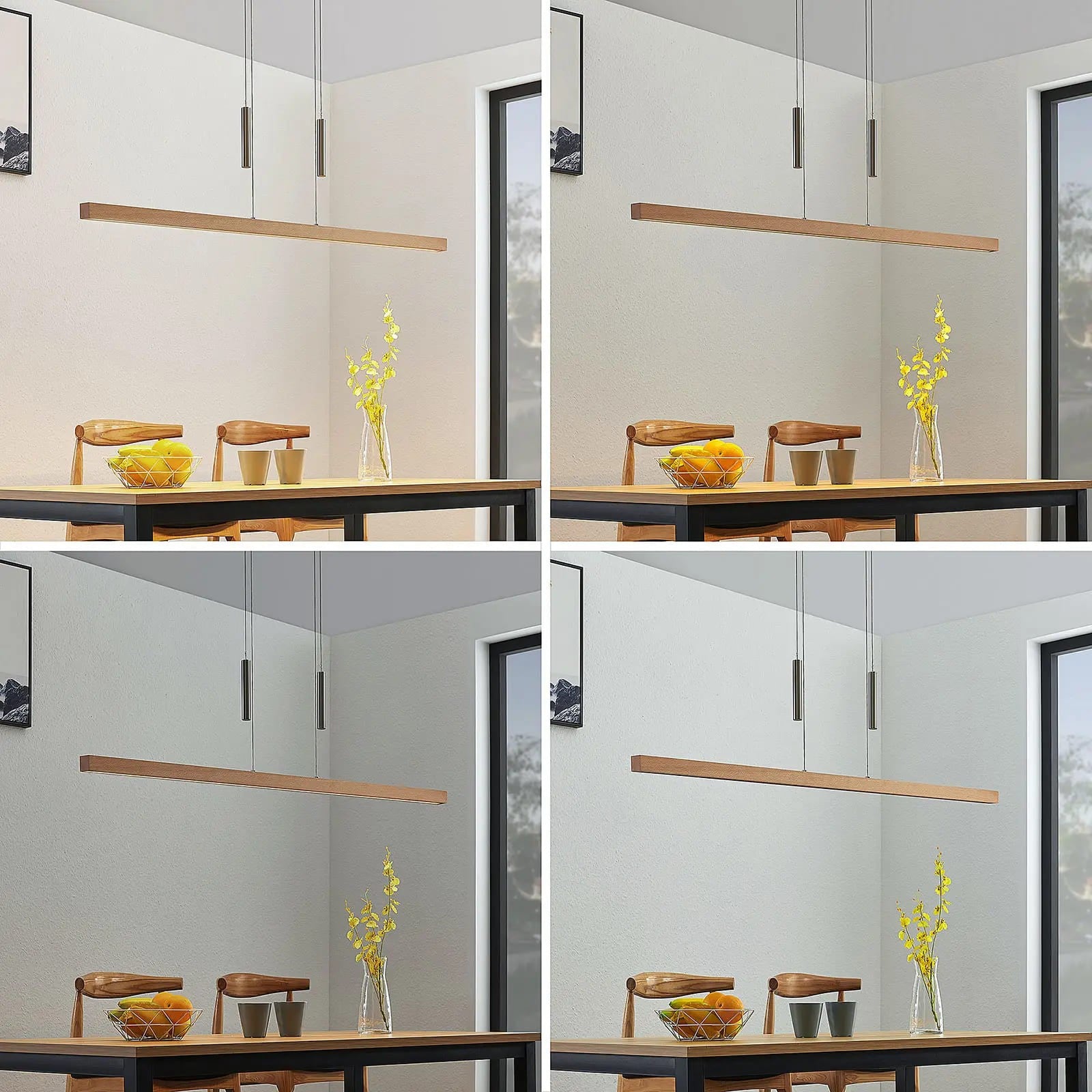 LED medinis linijinis pakabinamas šviestuvas Tamlin, buko spalvos