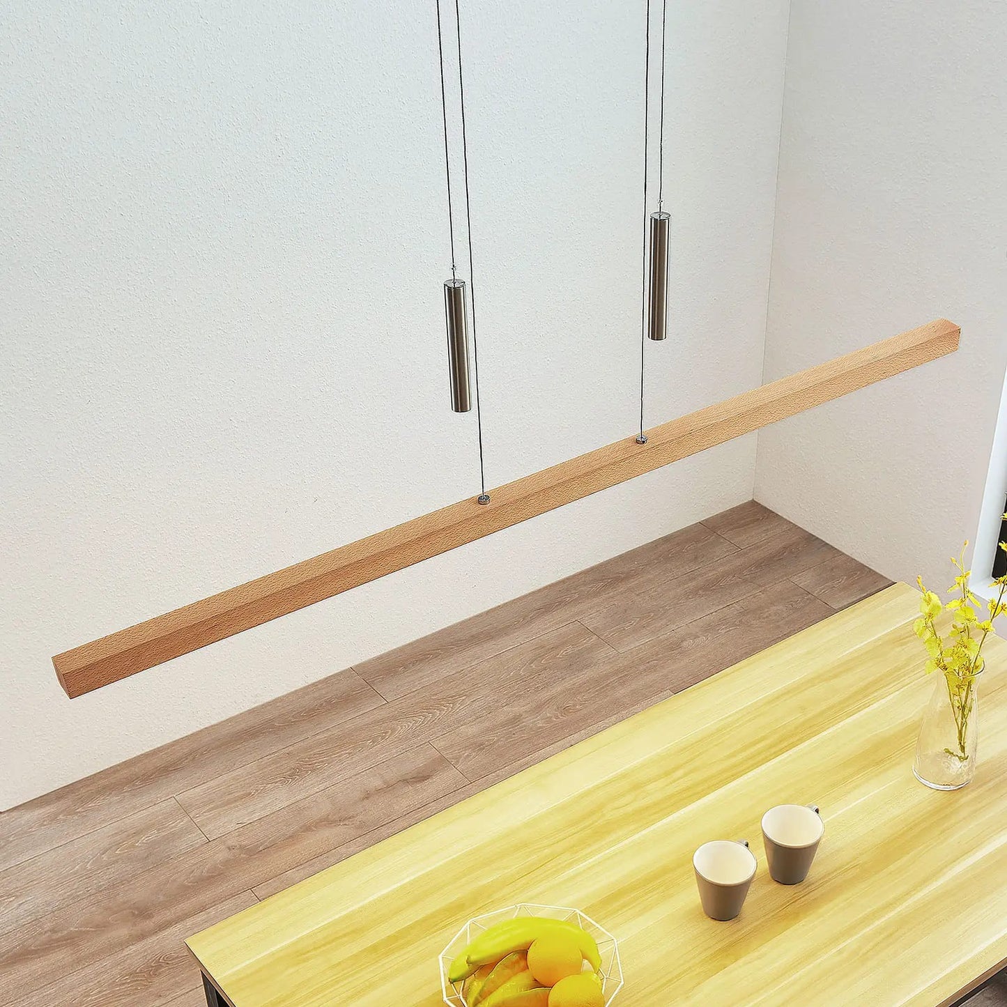 LED medinis linijinis pakabinamas šviestuvas Tamlin, buko spalvos