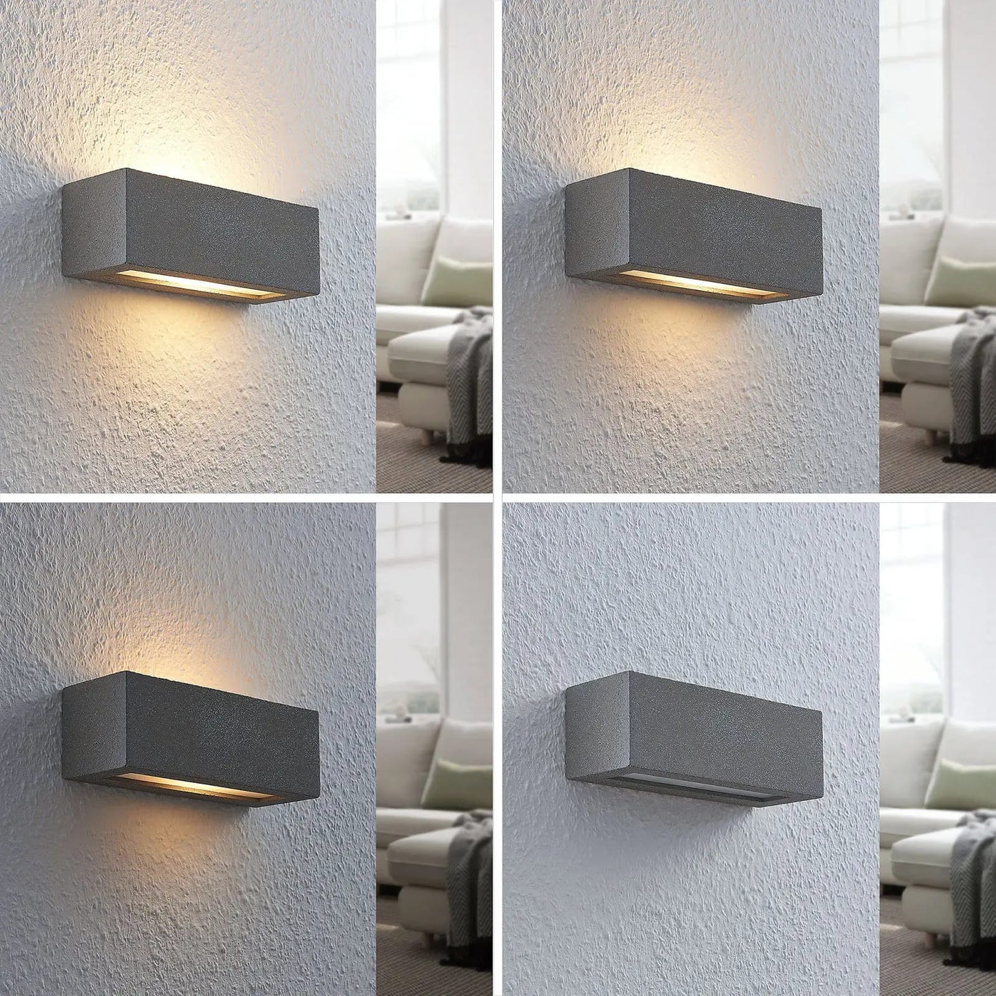 Lindby Nellie LED betoninis sieninis šviestuvas, plotis 21,8 cm