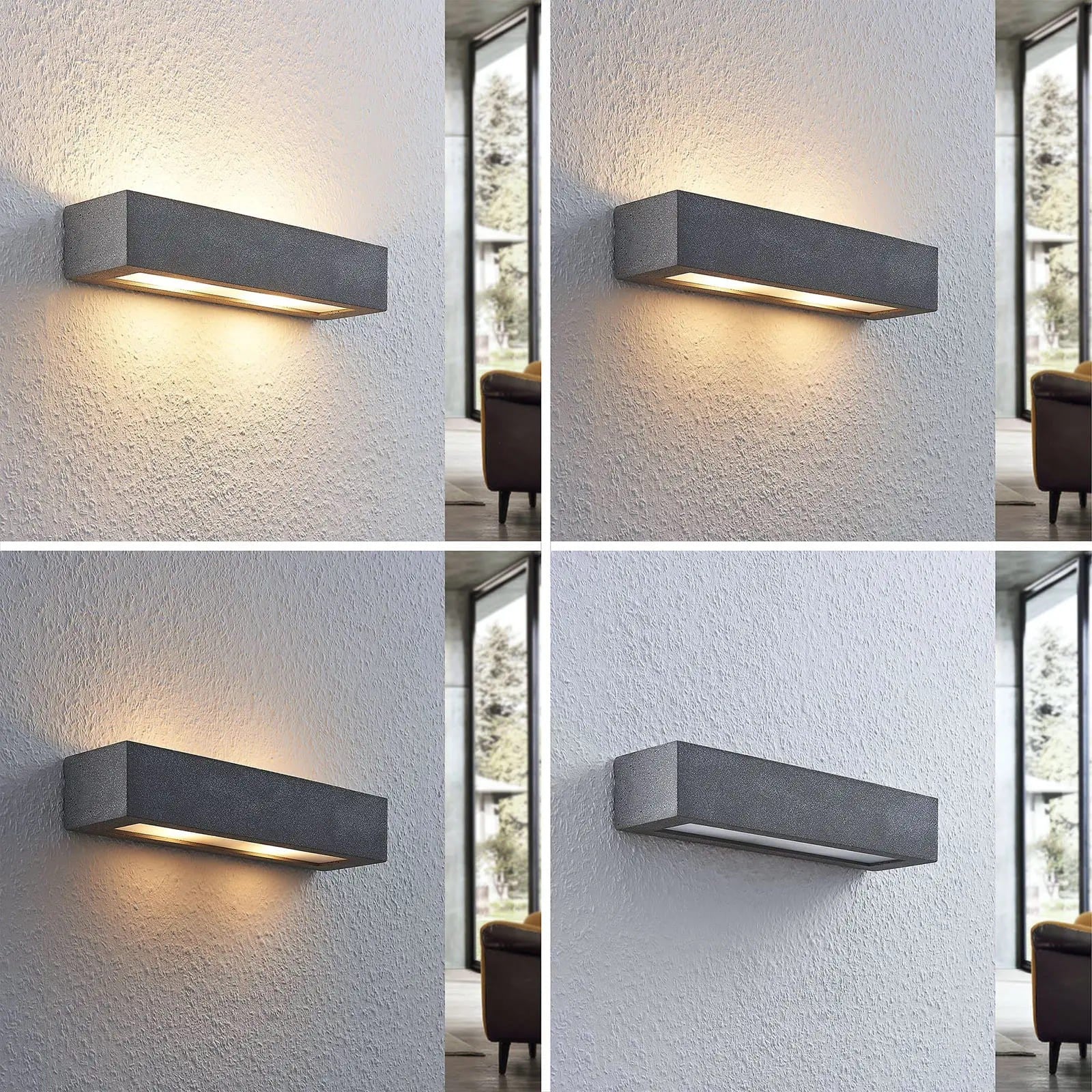 Lindby Nellie LED betoninis sieninis šviestuvas, plotis 36 cm