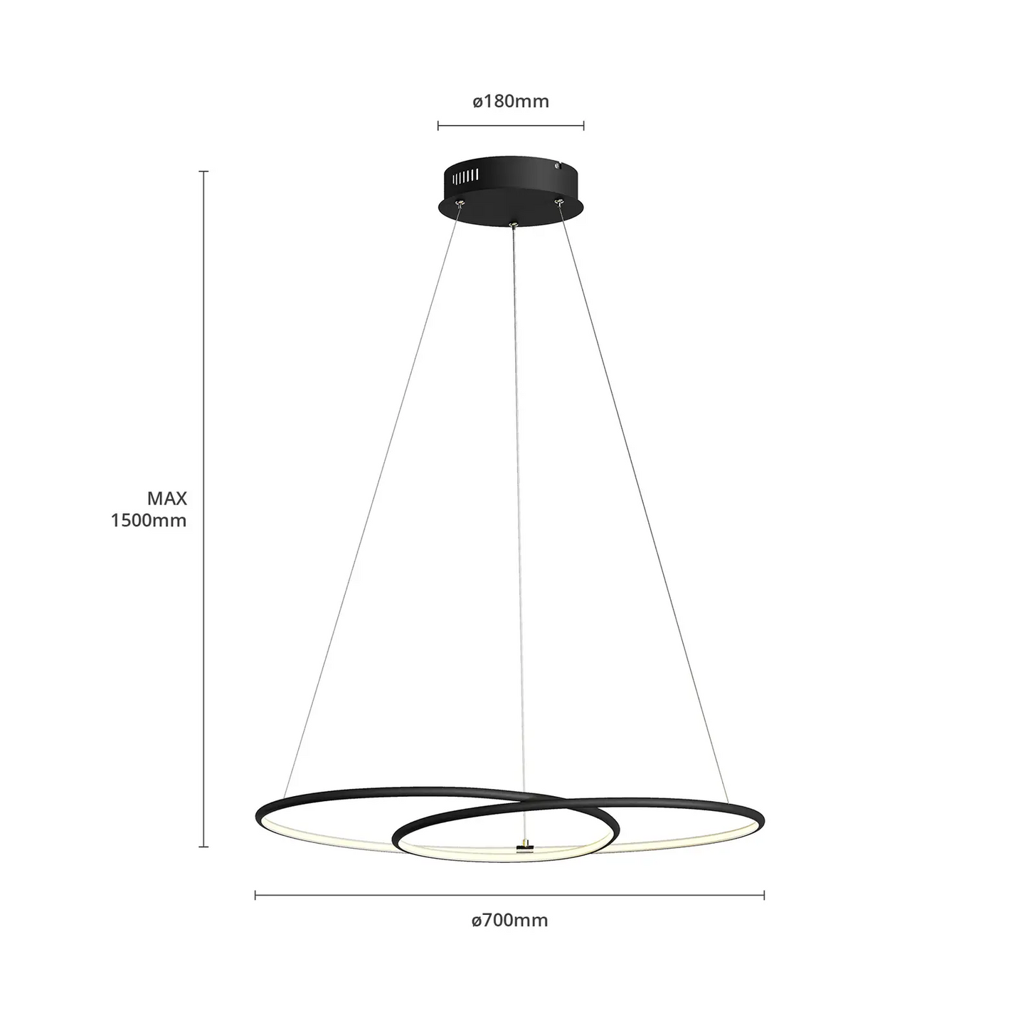 Lindby Lucy LED pakabinamas šviestuvas, 70cm, matinė juoda