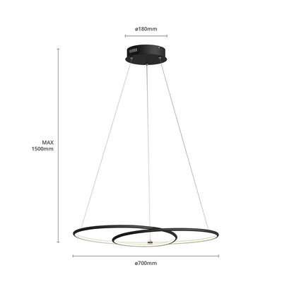 Lindby Lucy LED pakabinamas šviestuvas, 70cm, matinė juoda