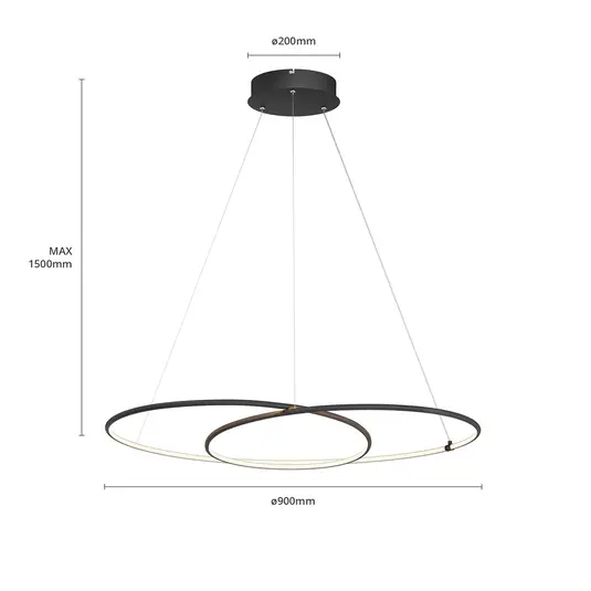 Lindby Lucy LED pakabinamas šviestuvas, 90cm, matinė juoda