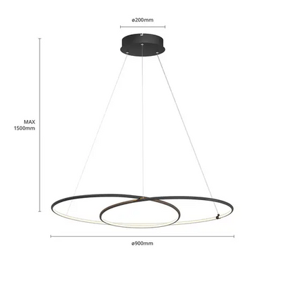 Lindby Lucy LED pakabinamas šviestuvas, 90cm, matinė juoda