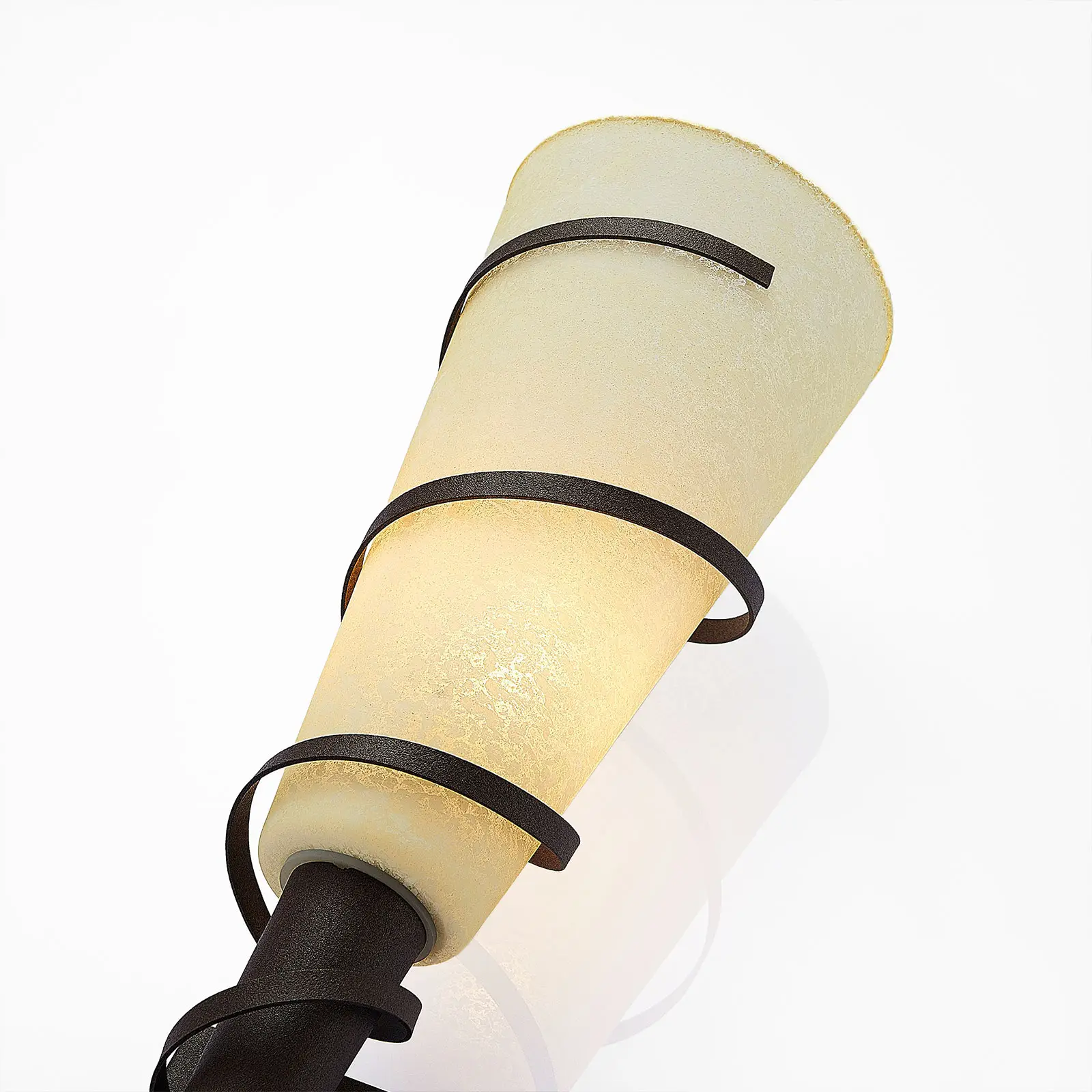 Lindby Anouk sieninis žibintuvėlis su stiklo gaubtu, rūdžių apdaila