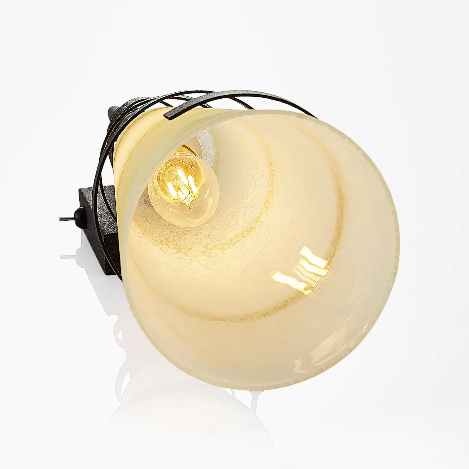 Lindby Anouk sieninis žibintuvėlis su stiklo gaubtu, rūdžių apdaila