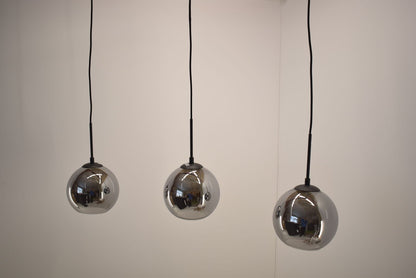 Lindby Sofian pakabinamas šviestuvas, trys šviestuvai, rūkytos pilkos spalvos