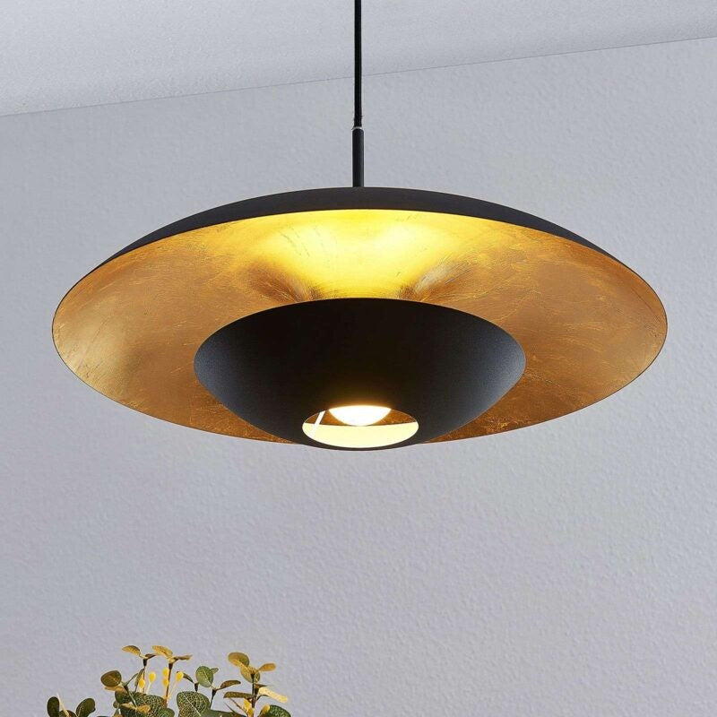 Lindby Sayra metalinis pakabinamas šviestuvas juodos ir auksinės spalvos