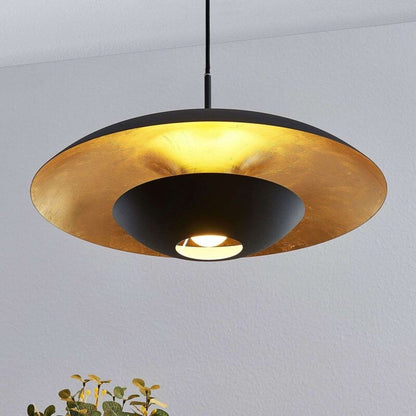 Lindby Sayra metalinis pakabinamas šviestuvas juodos ir auksinės spalvos