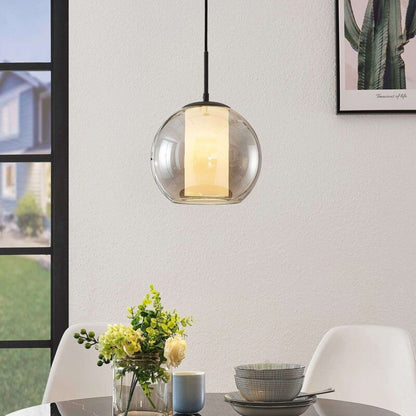 Lindby Yela stiklinis pakabinamas šviestuvas, rūkytos pilkos spalvos