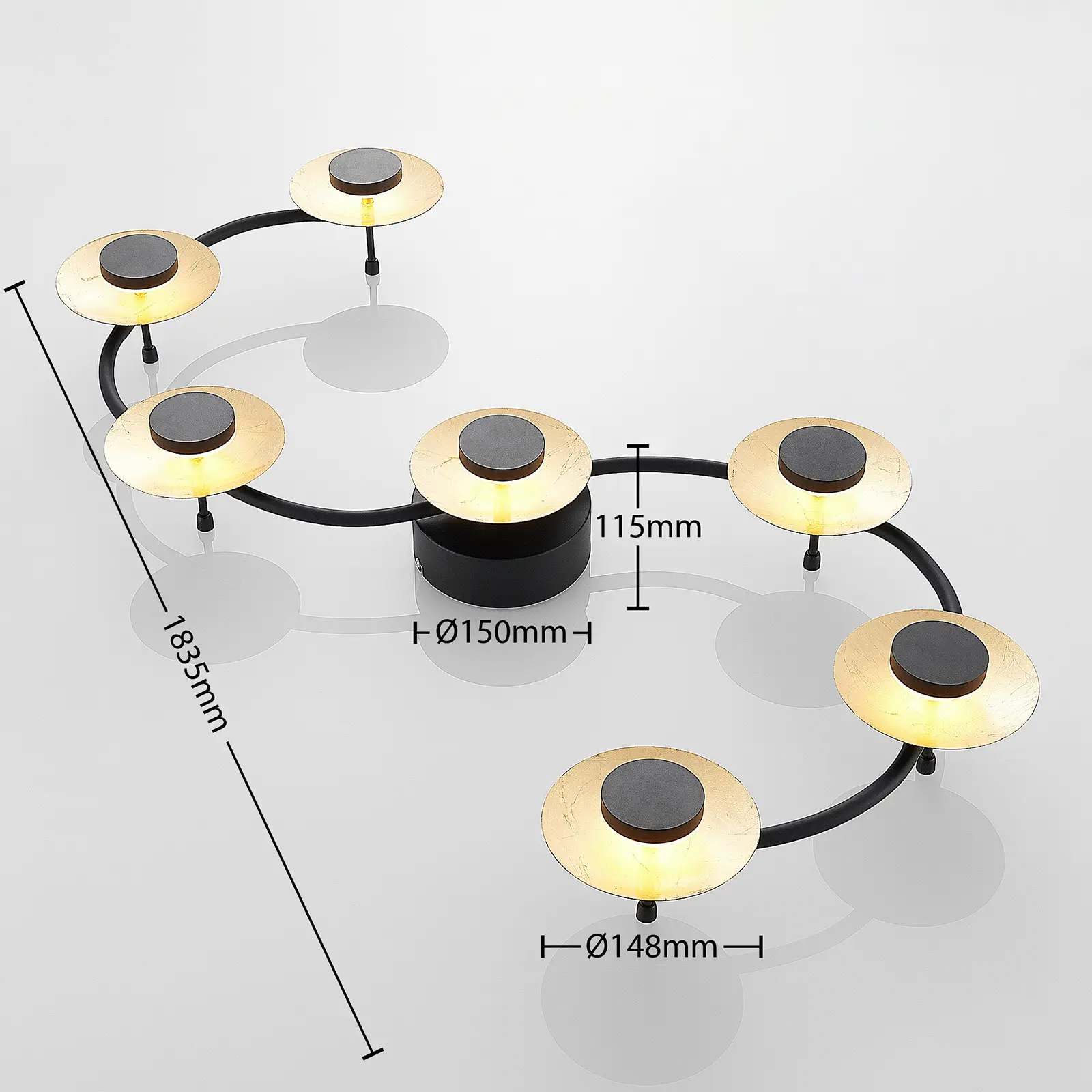 Lindby Graviela LED sieninis šviestuvas su septyniais žibintais