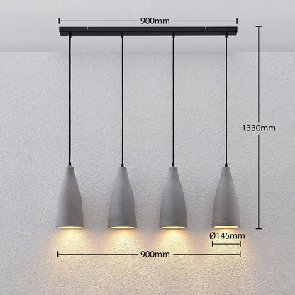 Lindby betoninis pakabinamas šviestuvas Sanne, keturios lemputės