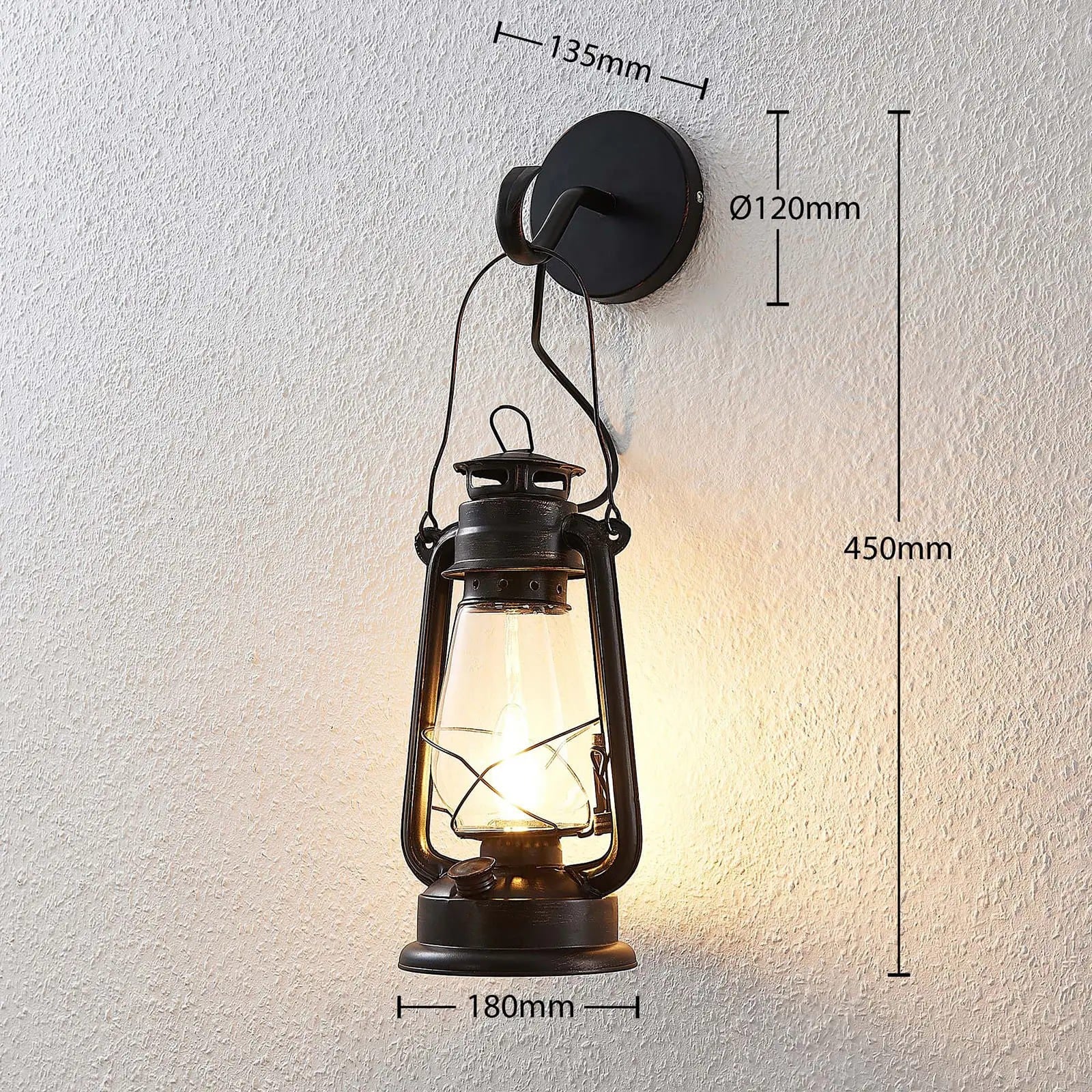 Lindby Raisa sieninis šviestuvas, žibintas, rūdžių spalvos