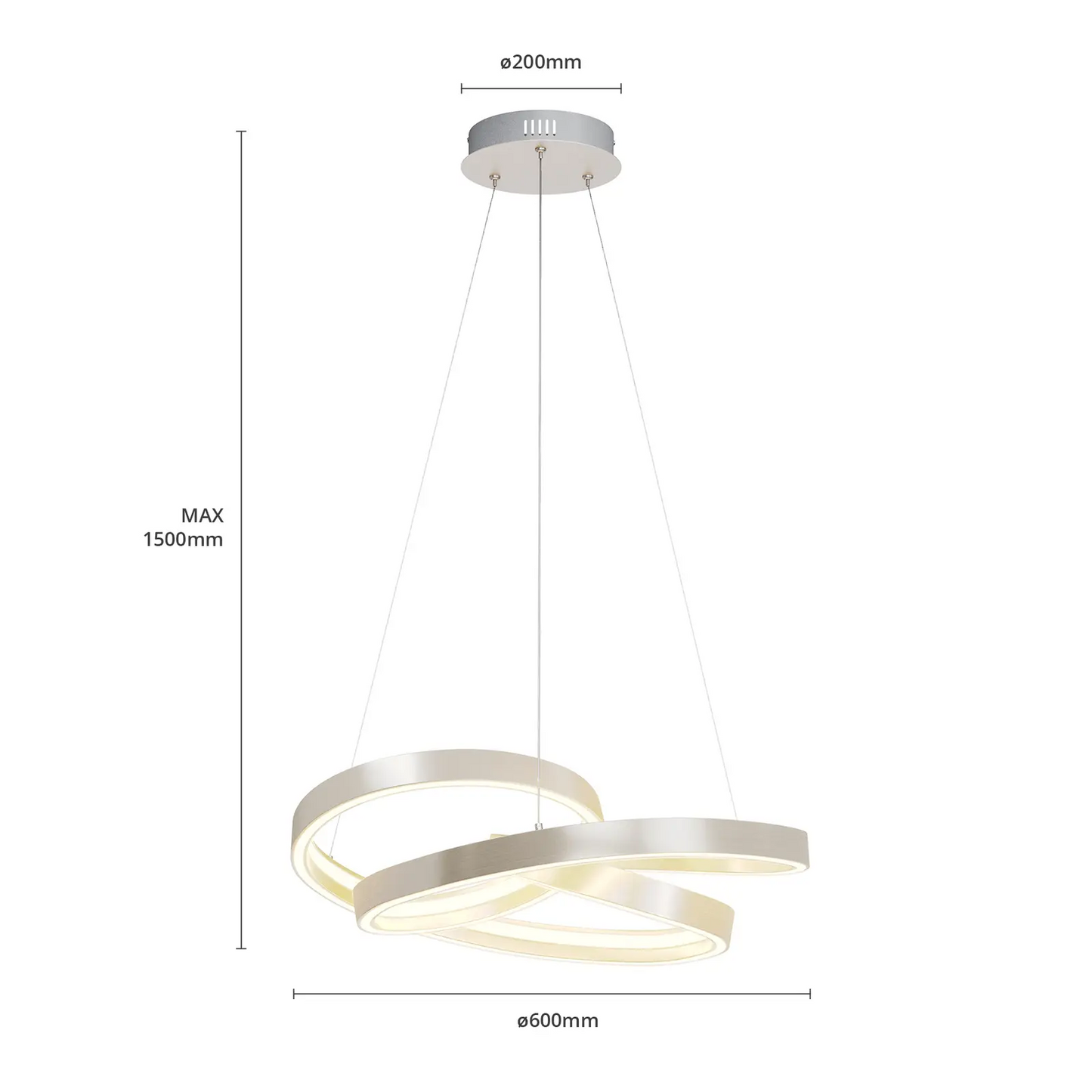 Lucande Gunbritt LED pakabinamas šviestuvas, 60 cm