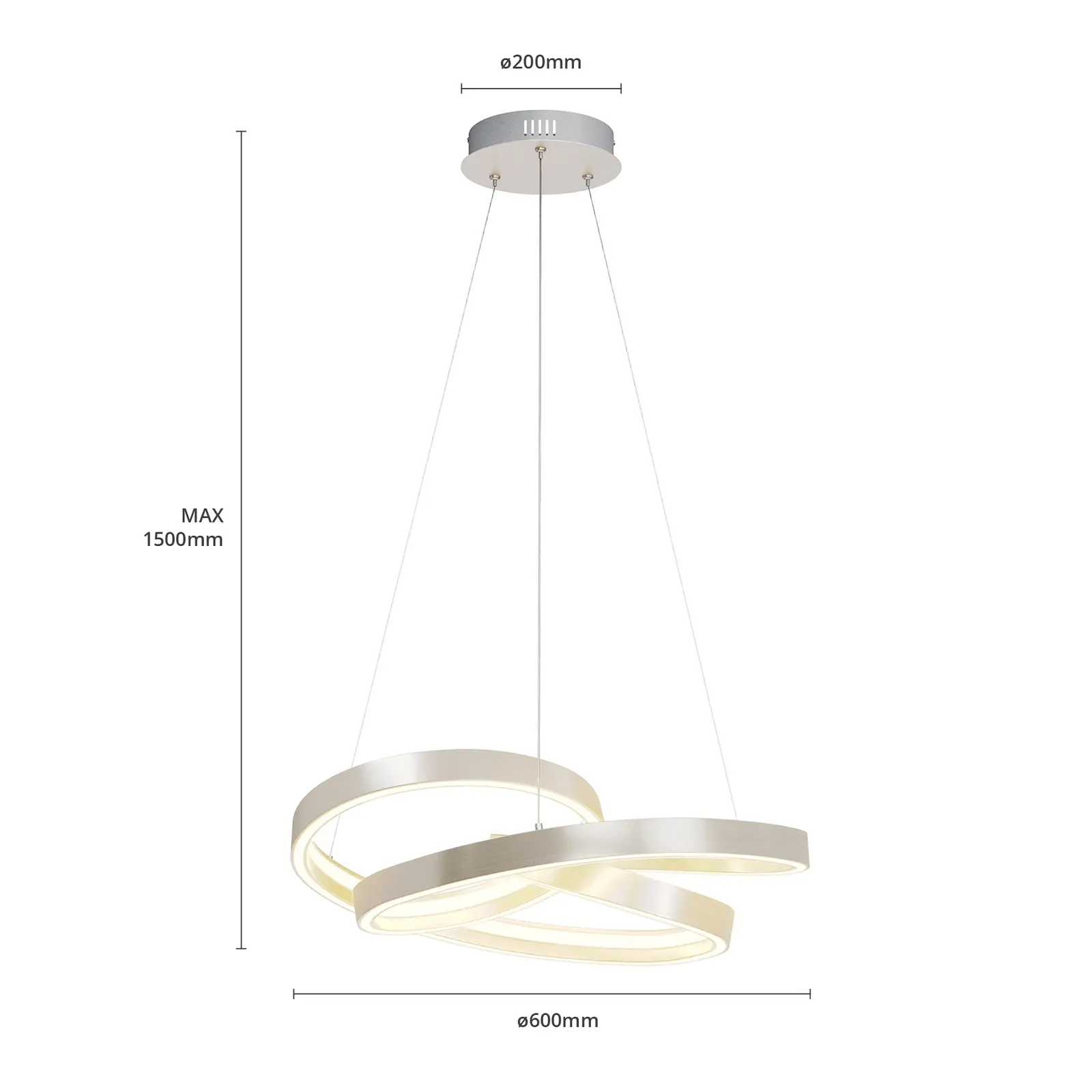 Lucande Gunbritt LED pakabinamas šviestuvas, 60 cm