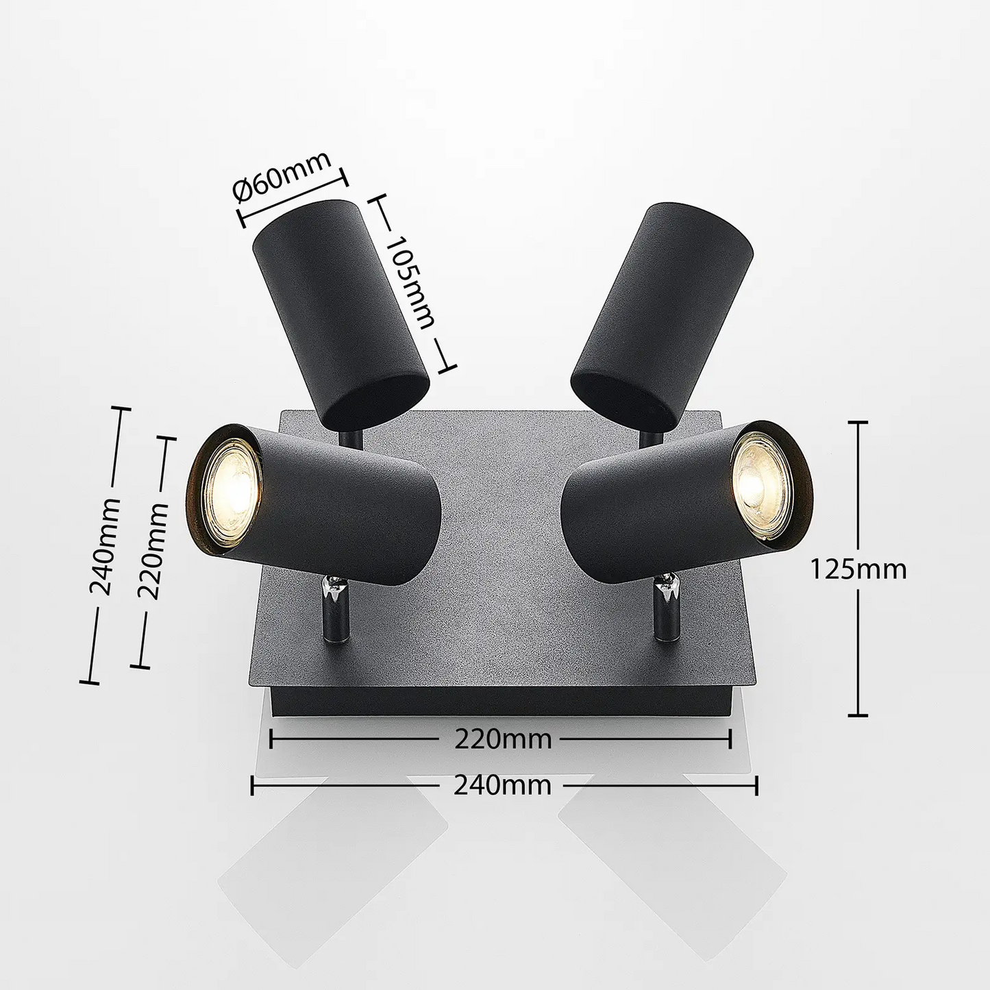 Lindby Joffrey lubinis šviestuvas, keturių lempučių, juodas