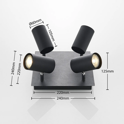 Lindby Joffrey lubinis šviestuvas, keturių lempučių, juodas