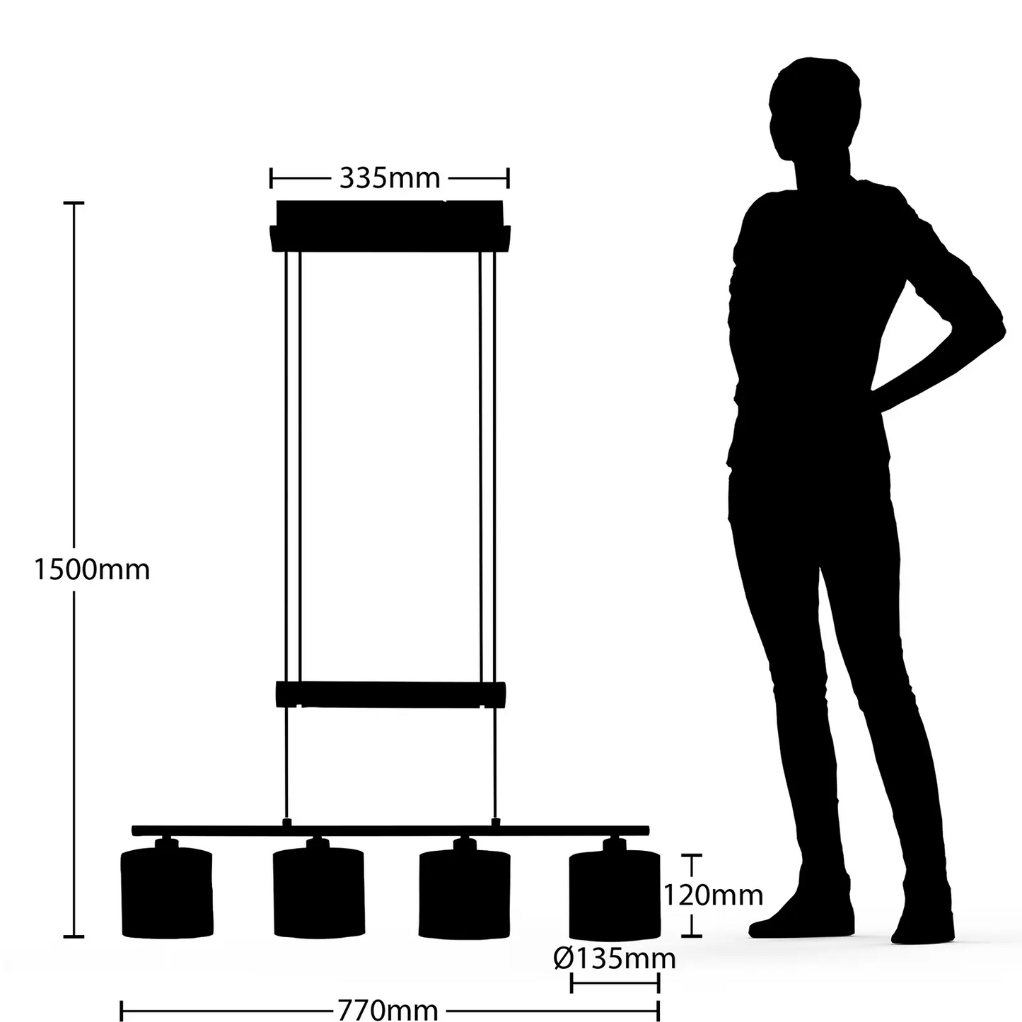 Lindby Jorin pakabinamas šviestuvas, reguliuojamo aukščio, baltas