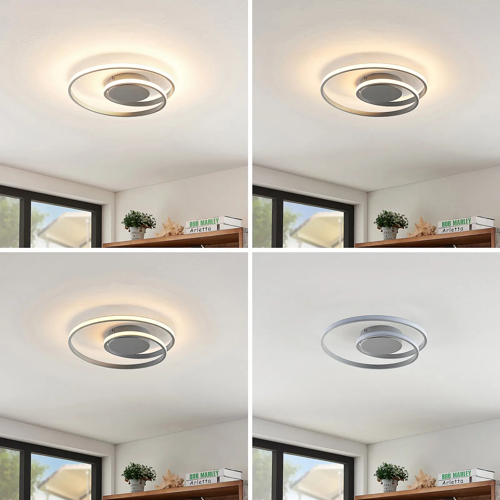 Lindby Kyron LED lubinis šviestuvas, sidabrinis titanas