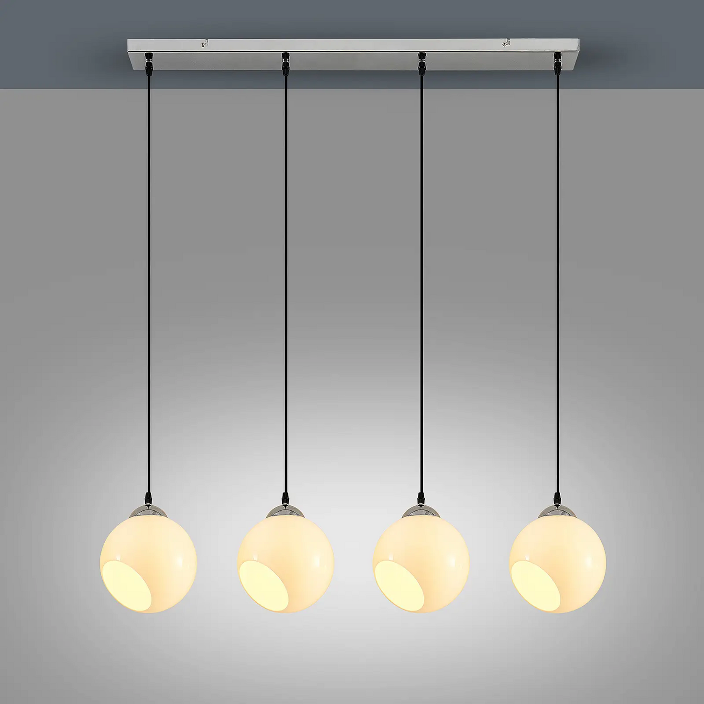 Lindby Odila pakabinamas šviestuvas, 4 stiklinės sferos, baltas