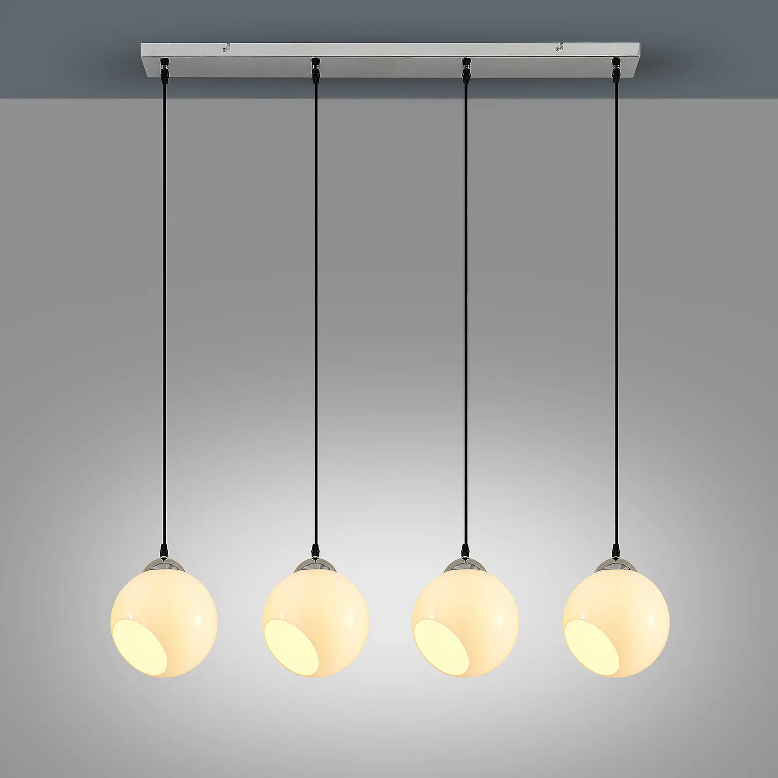 Lindby Odila pakabinamas šviestuvas, 4 stiklinės sferos, baltas