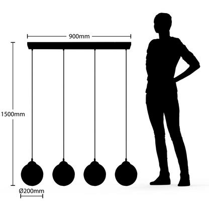 Lindby Odila pakabinamas šviestuvas, 4 stiklinės sferos, baltas