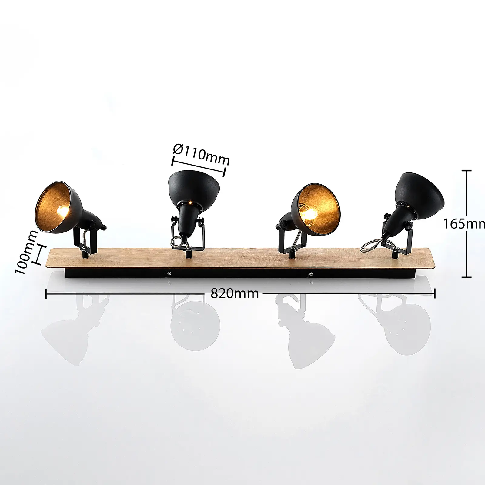 Lindby Aylis lubinis šviestuvas, juodas, medinis, 4 lempučių.