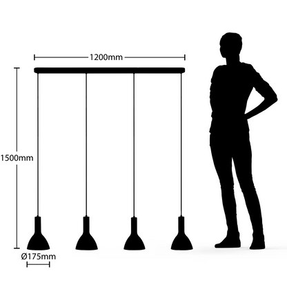 Archchio Cosmina pakabinamas šviestuvas, 4 lempučių. ilgas juodas