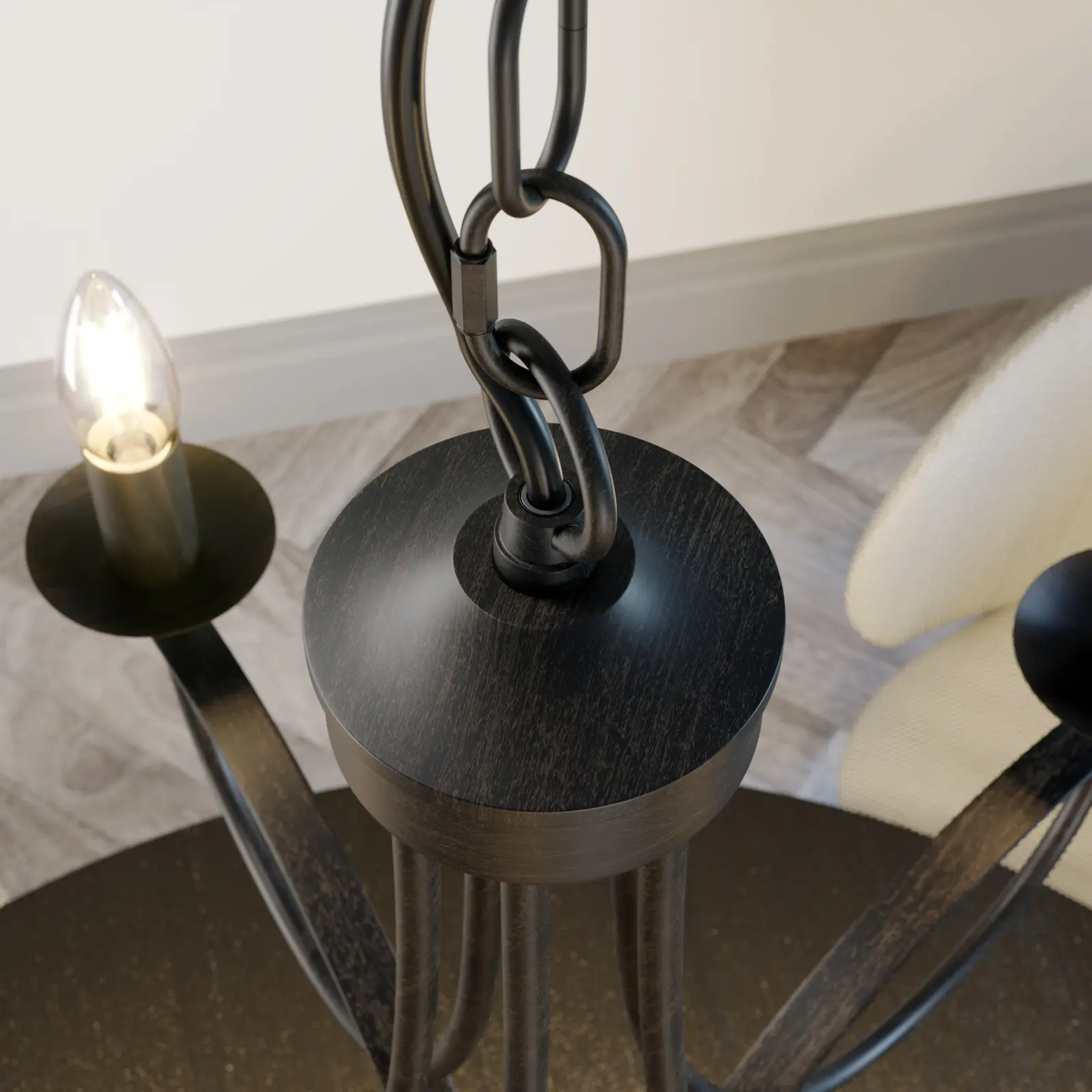 Lindby Amonja sietynas, 5 šviestuvai, ruda