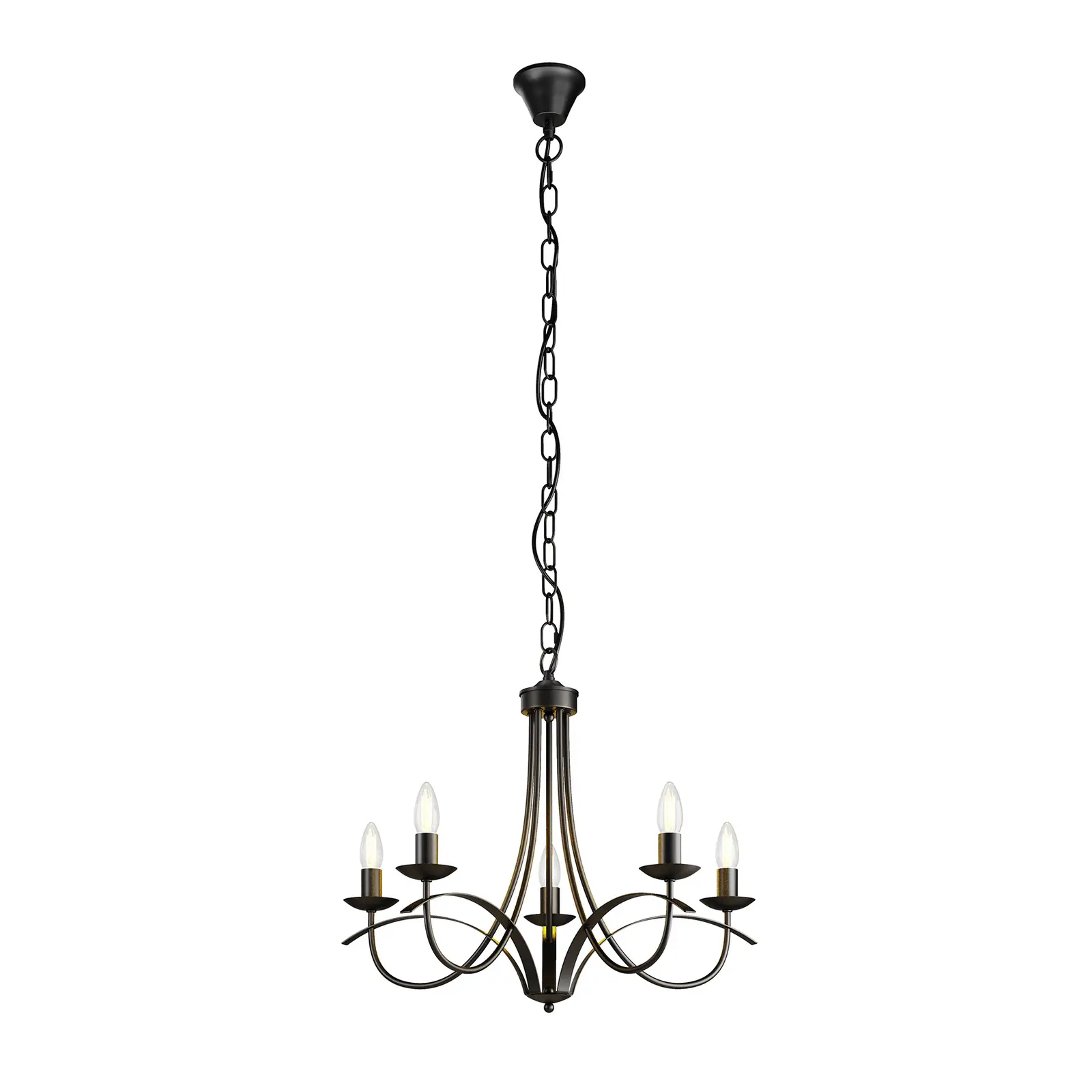 Lindby Amonja sietynas, 5 šviestuvai, ruda