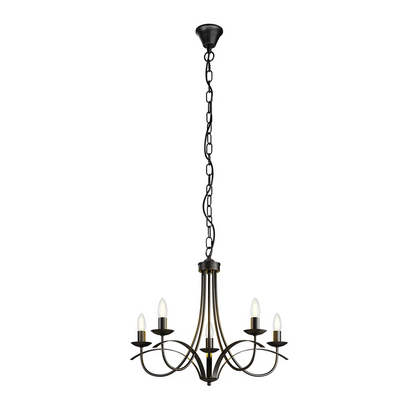 Lindby Amonja sietynas, 5 šviestuvai, ruda