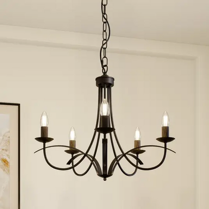 Lindby Amonja sietynas, 5 šviestuvai, ruda