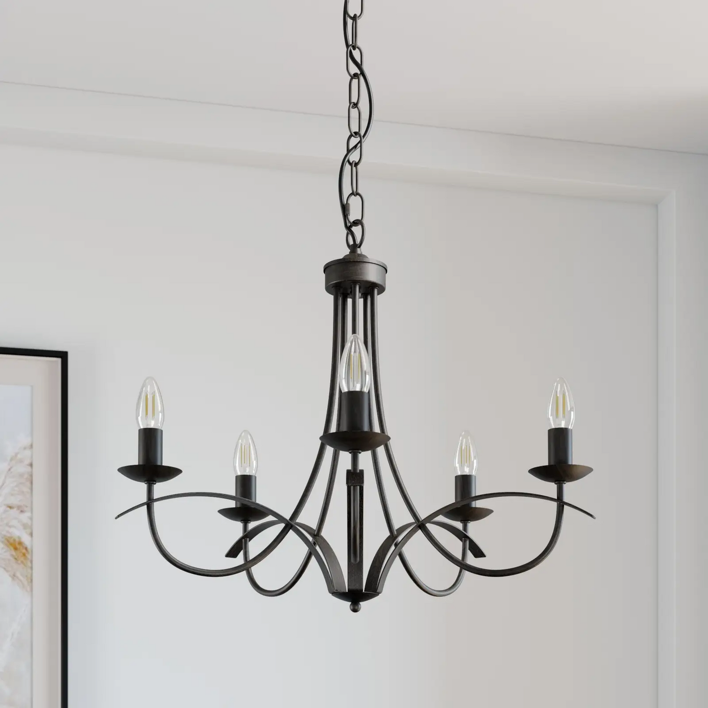 Lindby Amonja sietynas, 5 šviestuvai, ruda