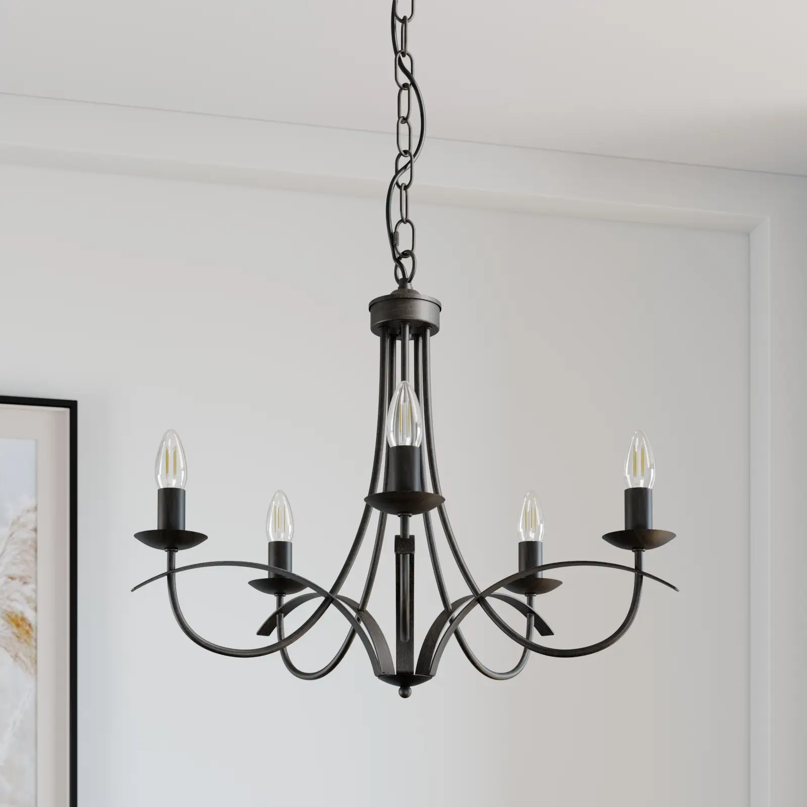 Lindby Amonja sietynas, 5 šviestuvai, ruda