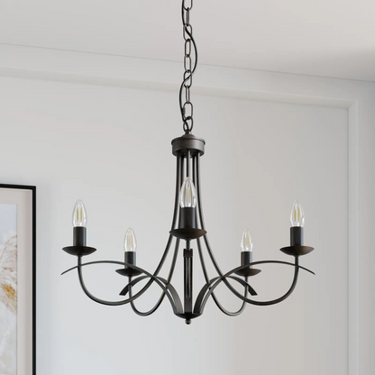 Lindby Amonja sietynas, 5 šviestuvai, ruda