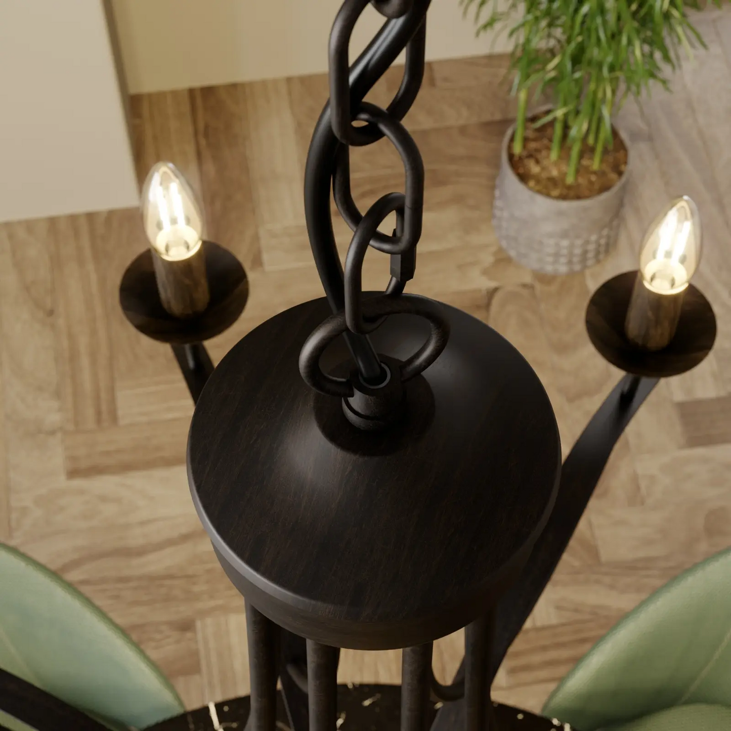 Lindby Amonja sietynas, 8 šviestuvai, ruda