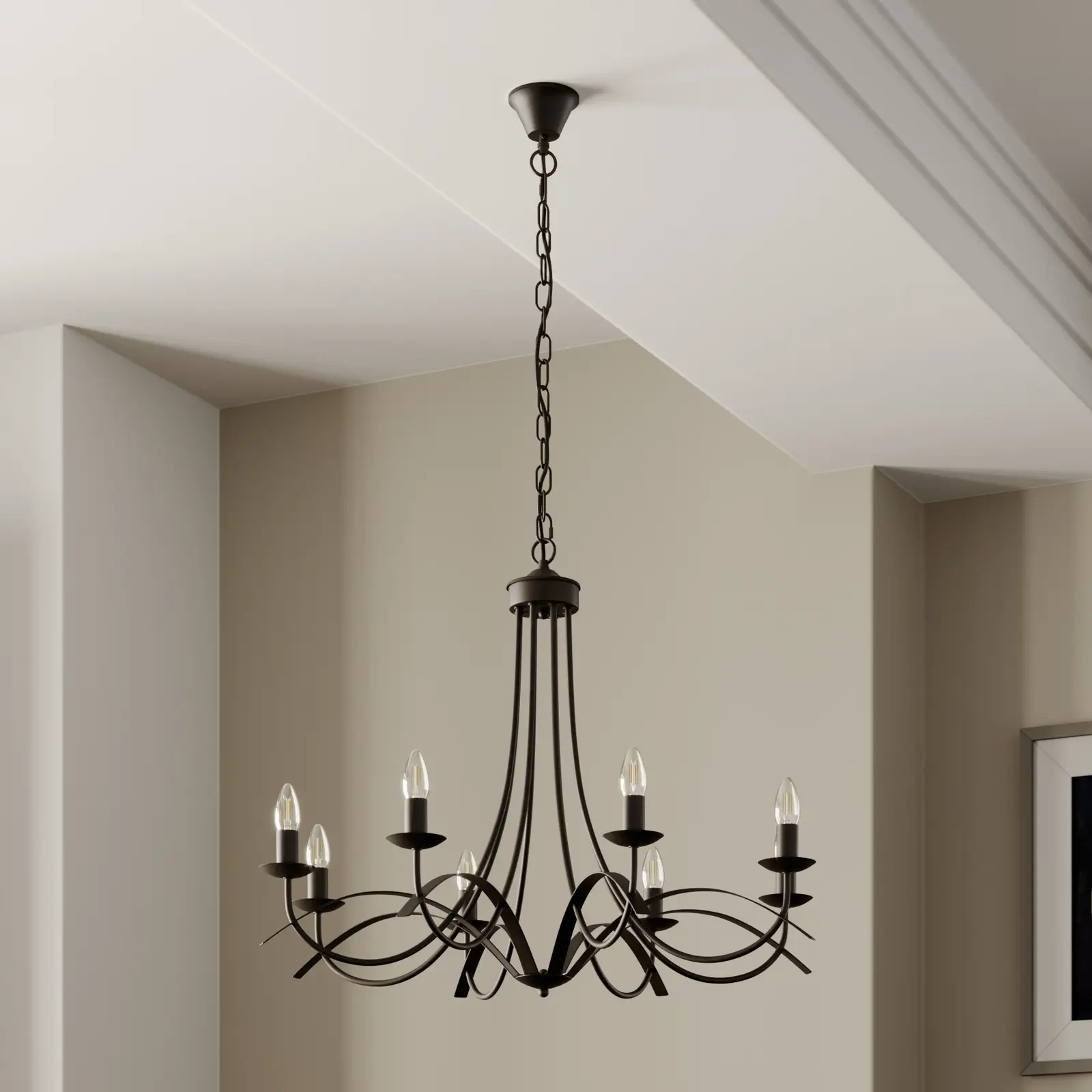 Lindby Amonja sietynas, 8 šviestuvai, ruda