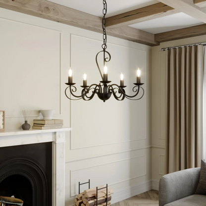 Lindby Shervan sietynas, 5 žibintai, ruda