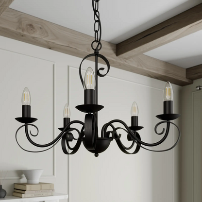 Lindby Shervan sietynas, 5 žibintai, ruda