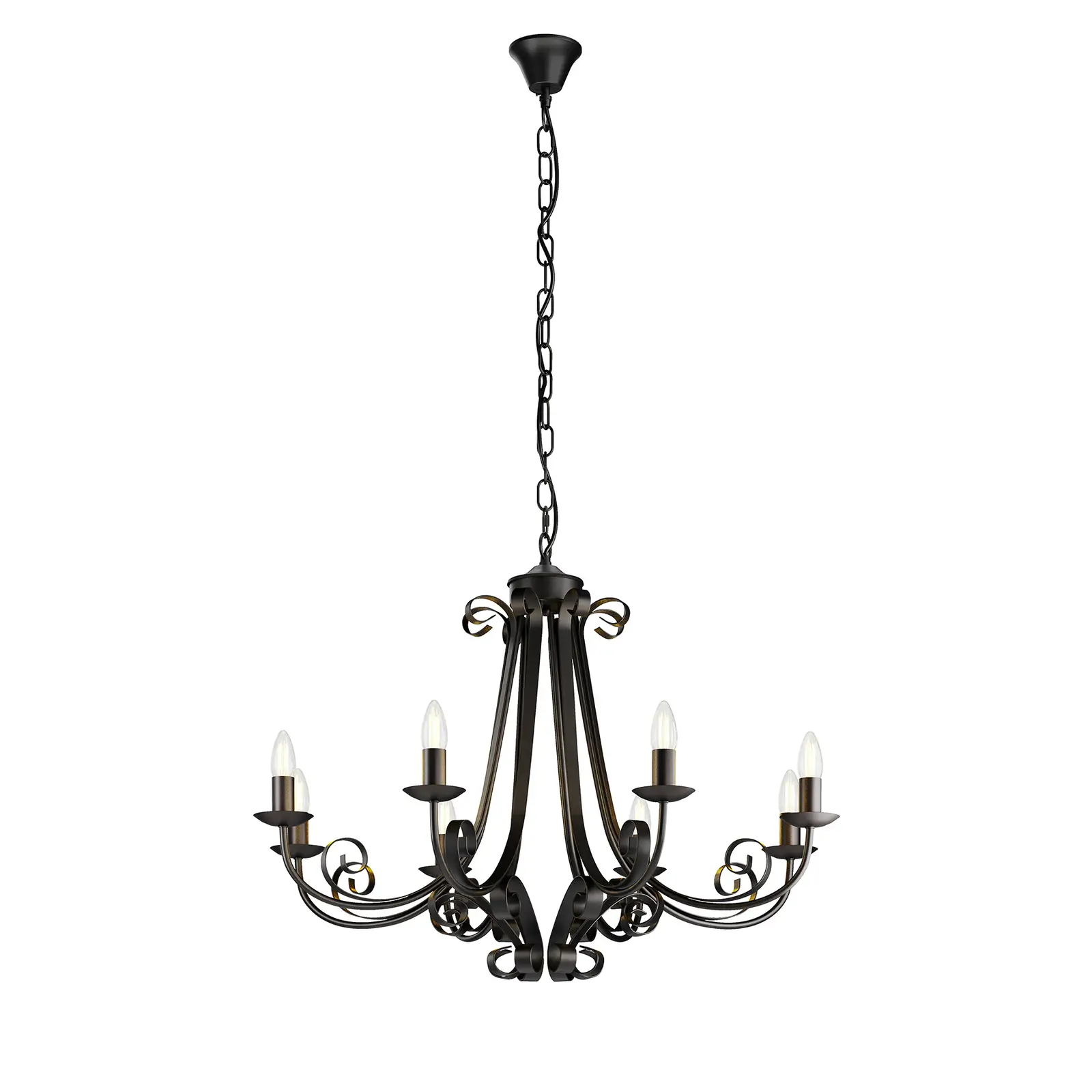 Lindby Scaleria sietynas, 8 šviestuvai, ruda