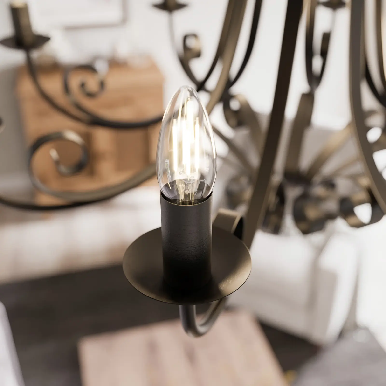 Lindby Scaleria sietynas, 8 šviestuvai, ruda